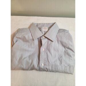 Brooks Brothers Shirt Mens 17 33 Blue Striped Long Sleeve Regent Business Work